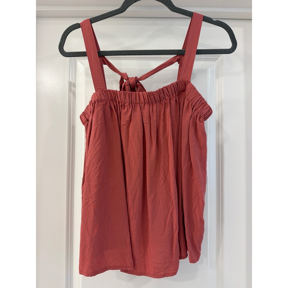 Old Navy Cami Tank Top Womens Size Medium Coral Pink Tie Back Rayon Sleeveless